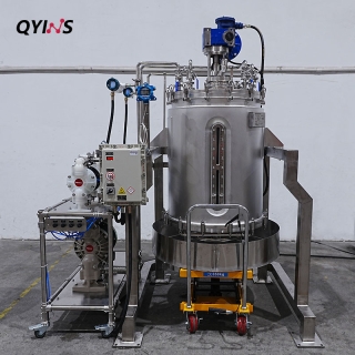 防爆300L不銹鋼固相合成過濾釜固液分離不銹鋼過濾砂芯抽濾速度快（氣動泵進出料）